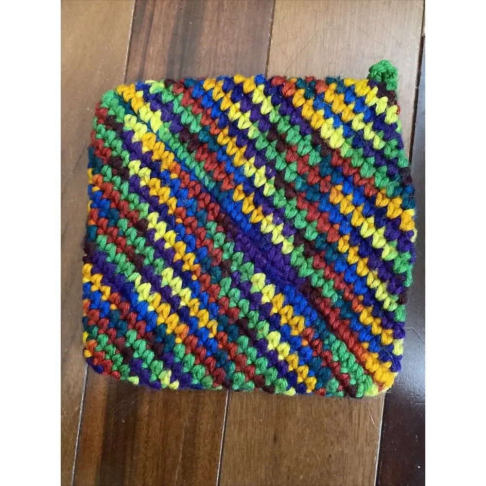 Vintage Crochet Potholders/ Hot‎ Pads + crochet bottle dress (?).